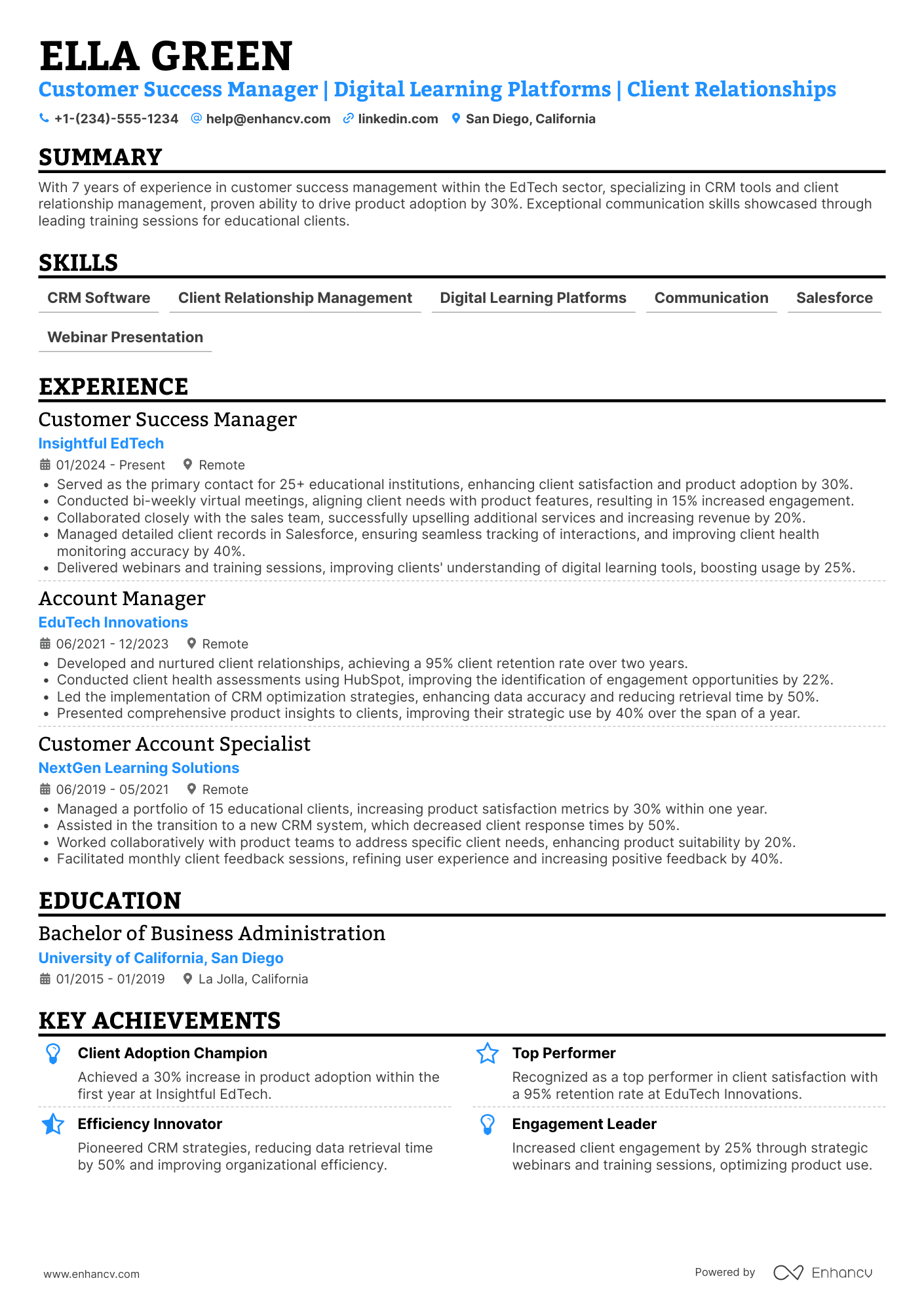 Work from Home resume example