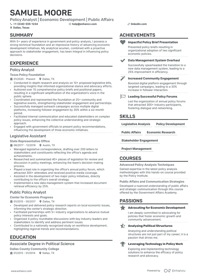 Government resume example