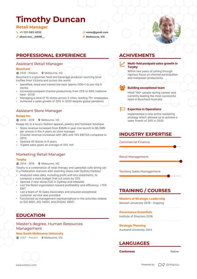 Assistant Manager resume example