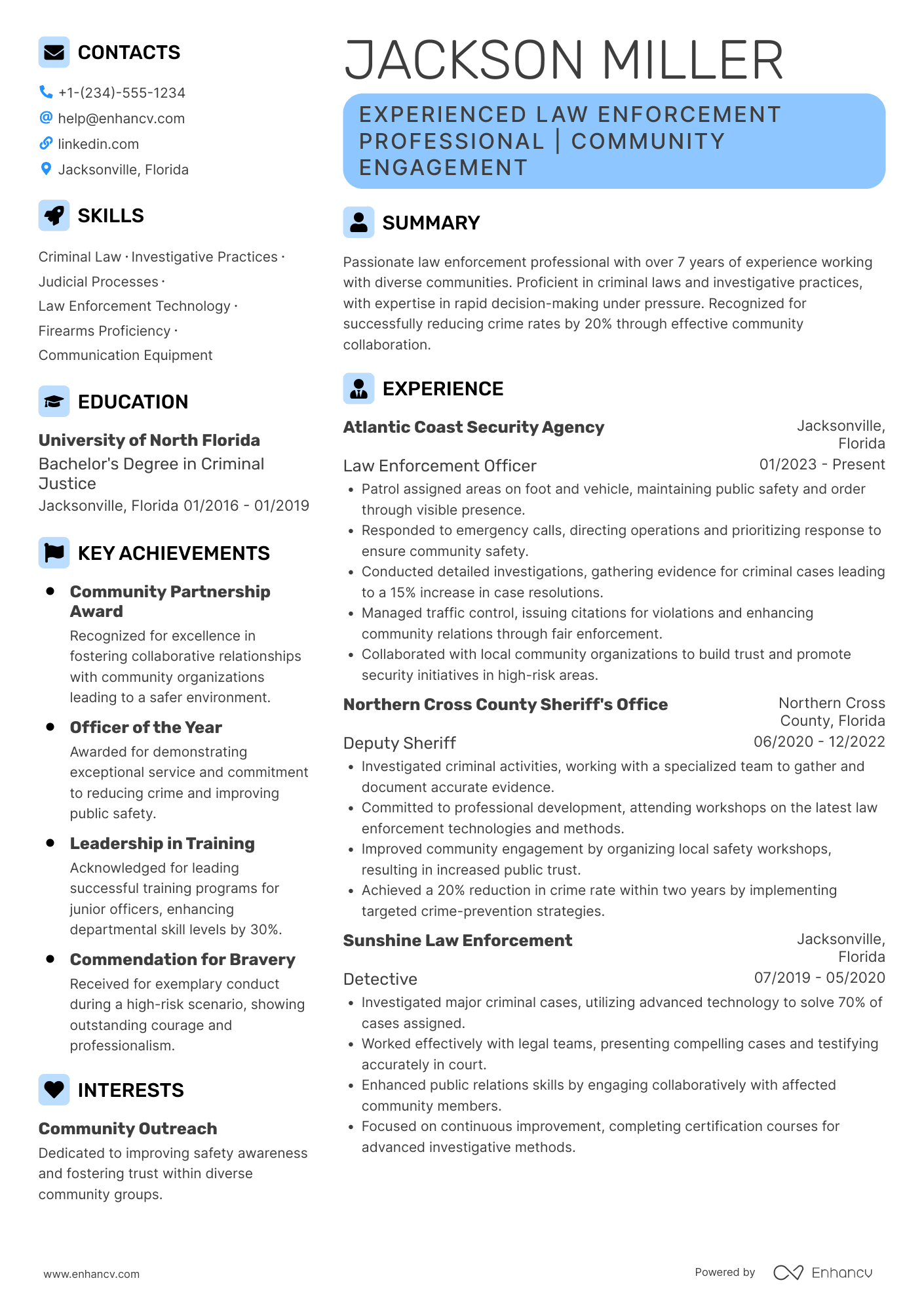 Police Officer resume example