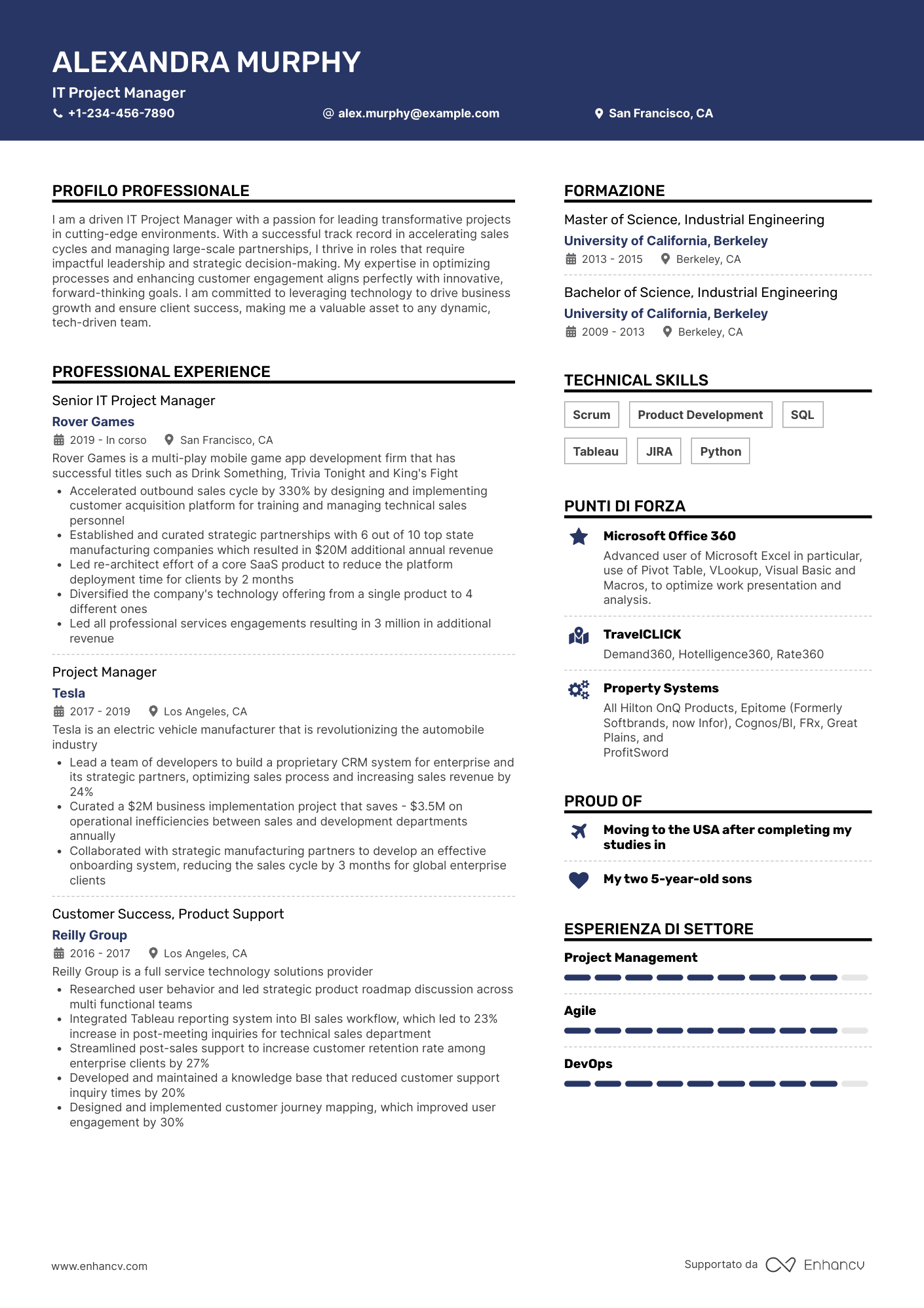 Full color header in brown modern resume template.