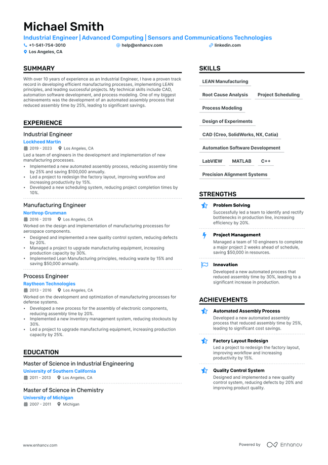 Engineering resume example