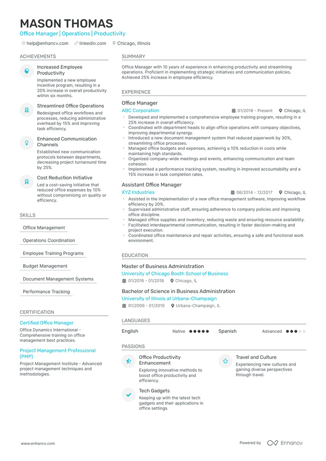 Office Manager resume example