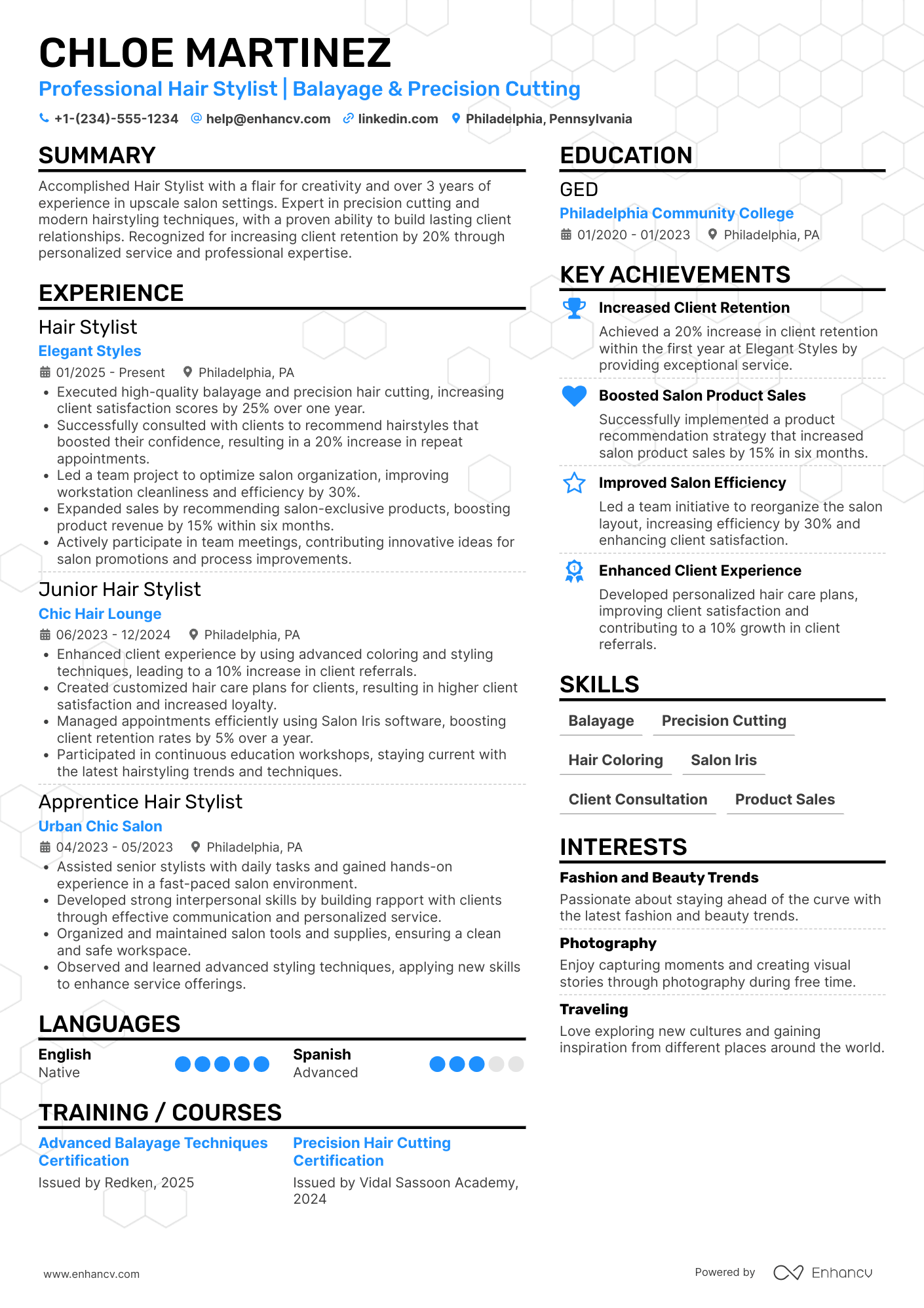 Hair Stylist resume example