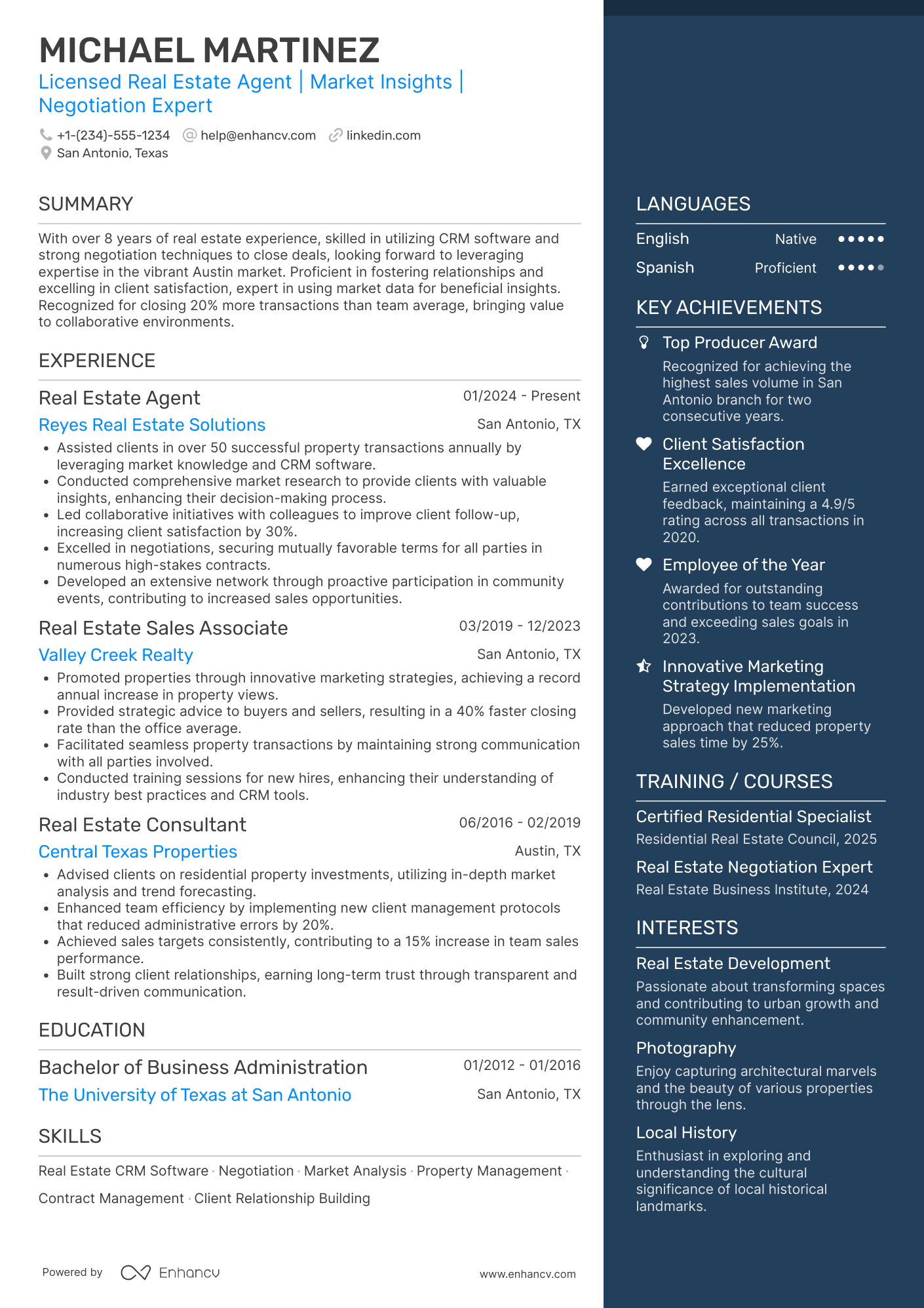 Real Estate Agent resume example