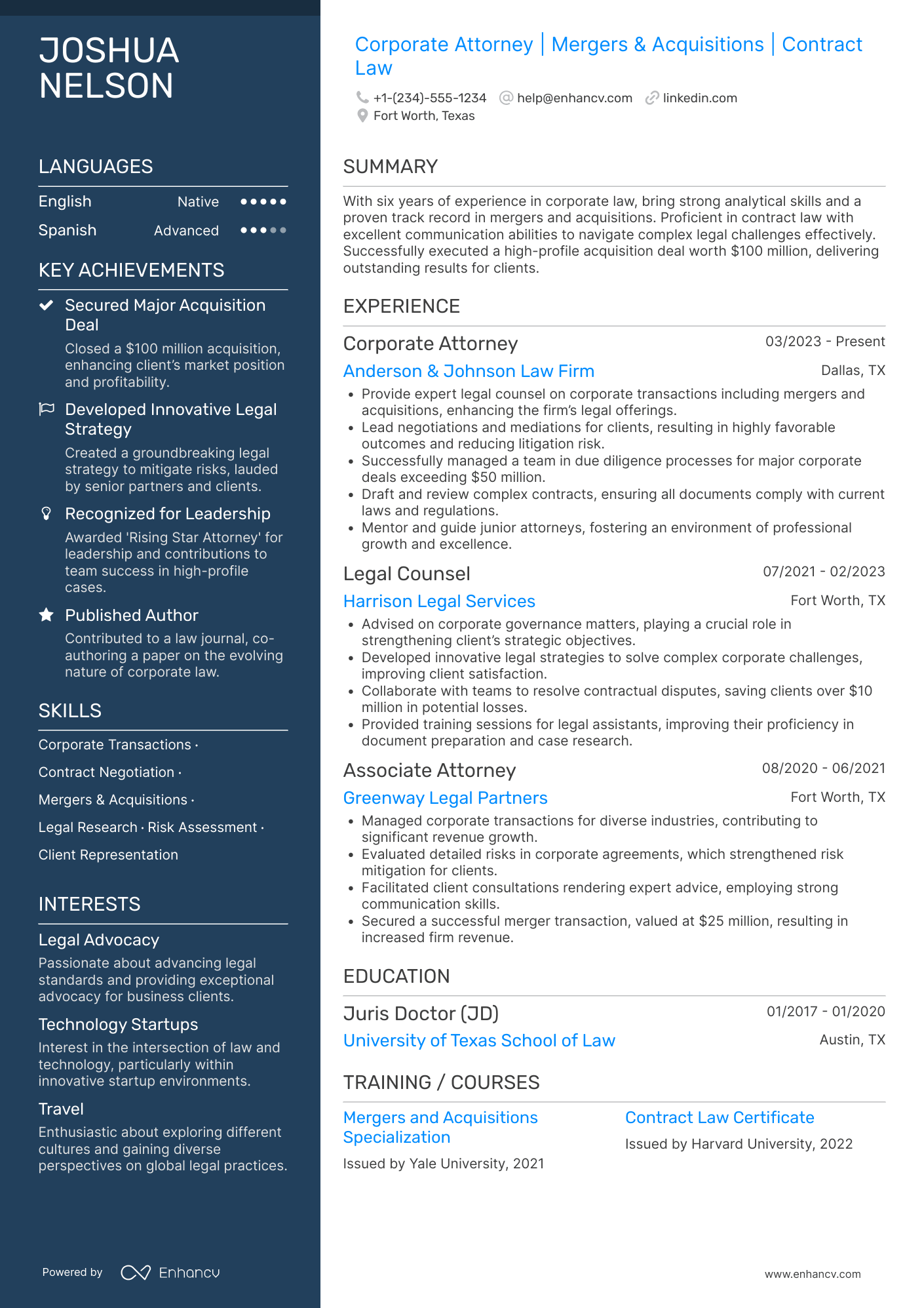 Attorney resume example