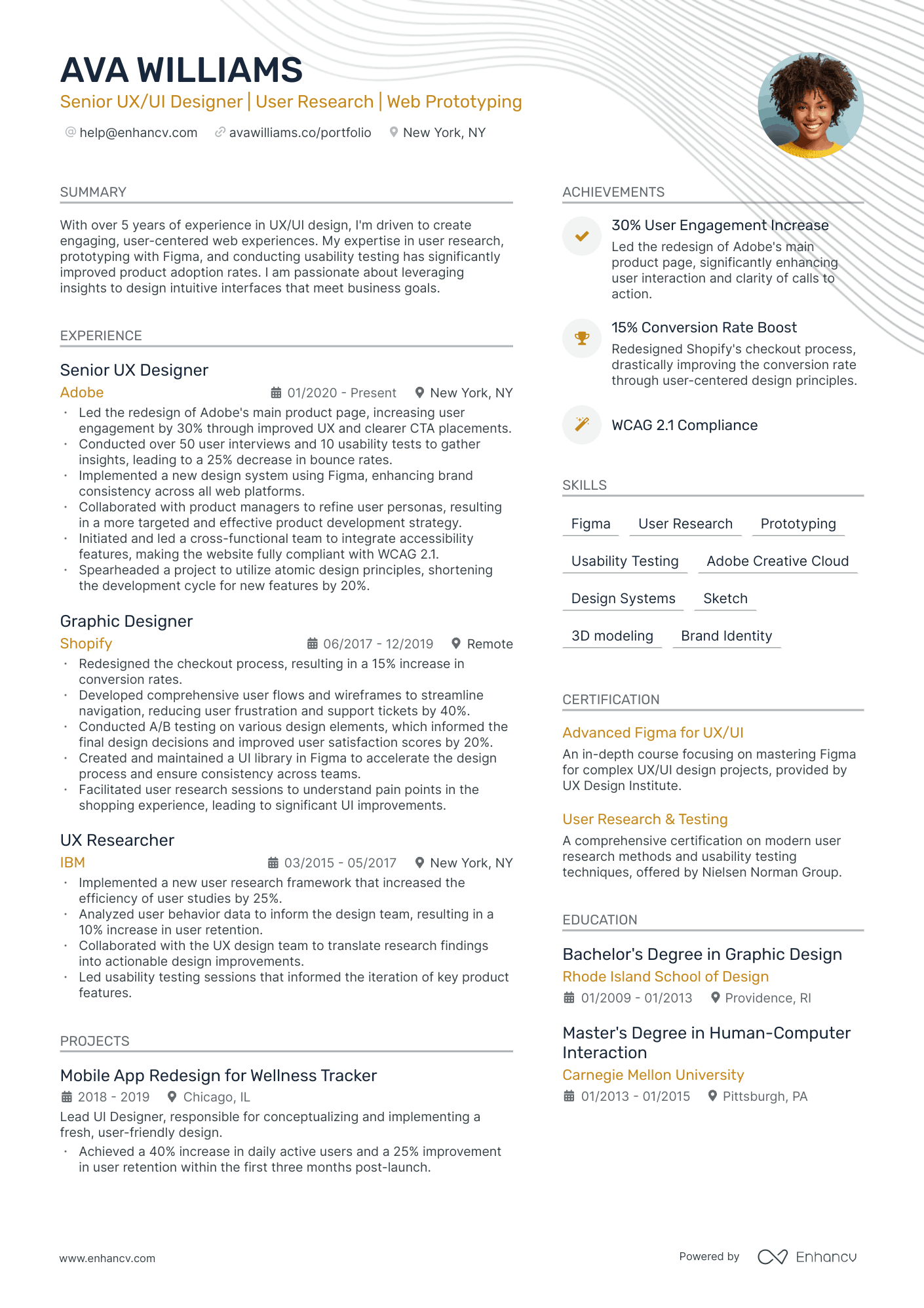 Designer resume example