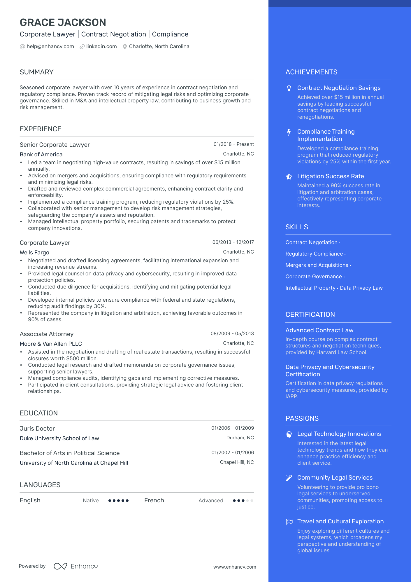 Lawyer resume example