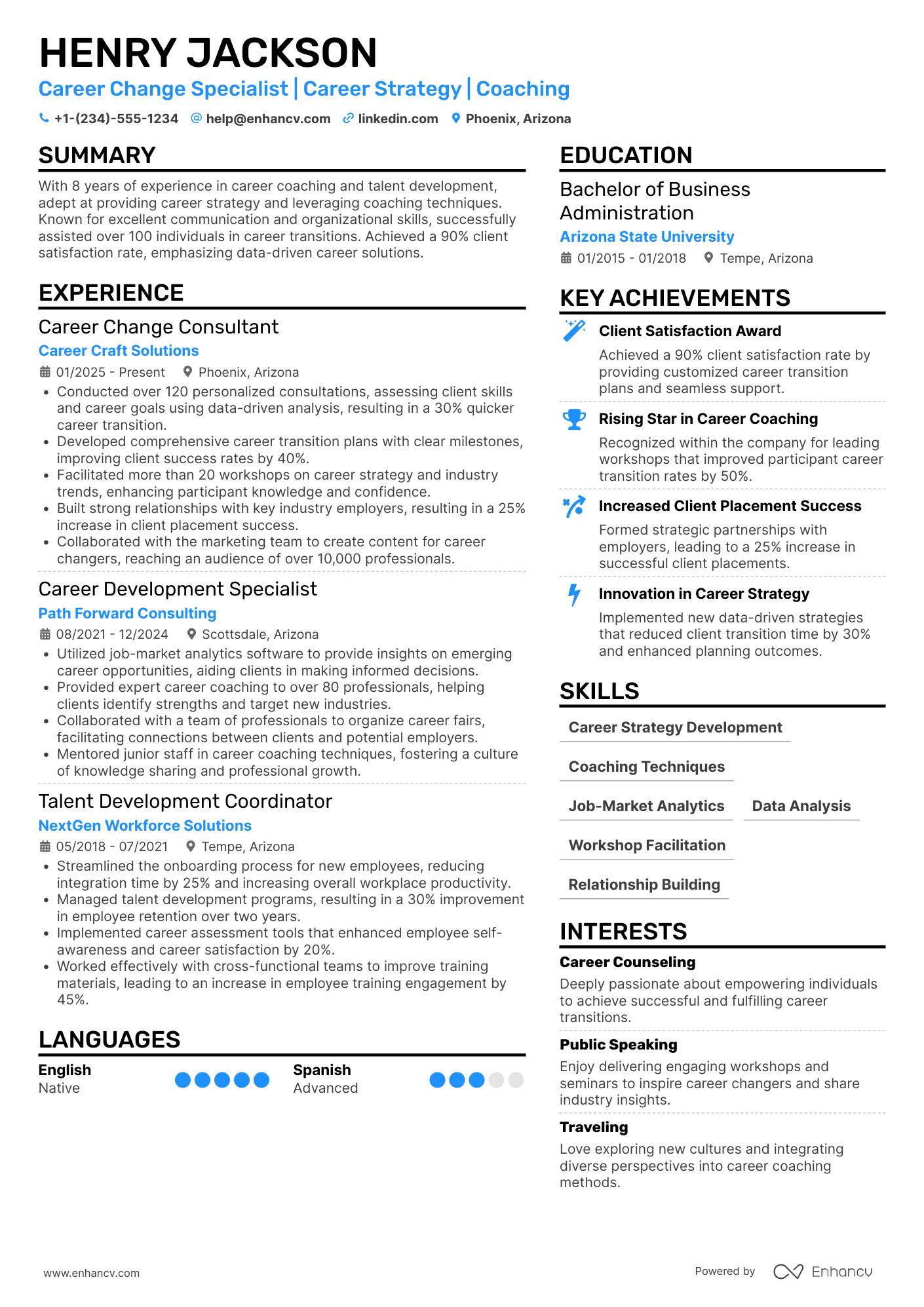 Career Change resume example