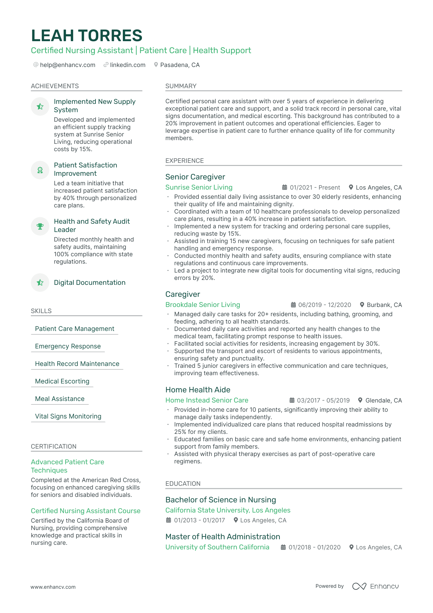 US resume example