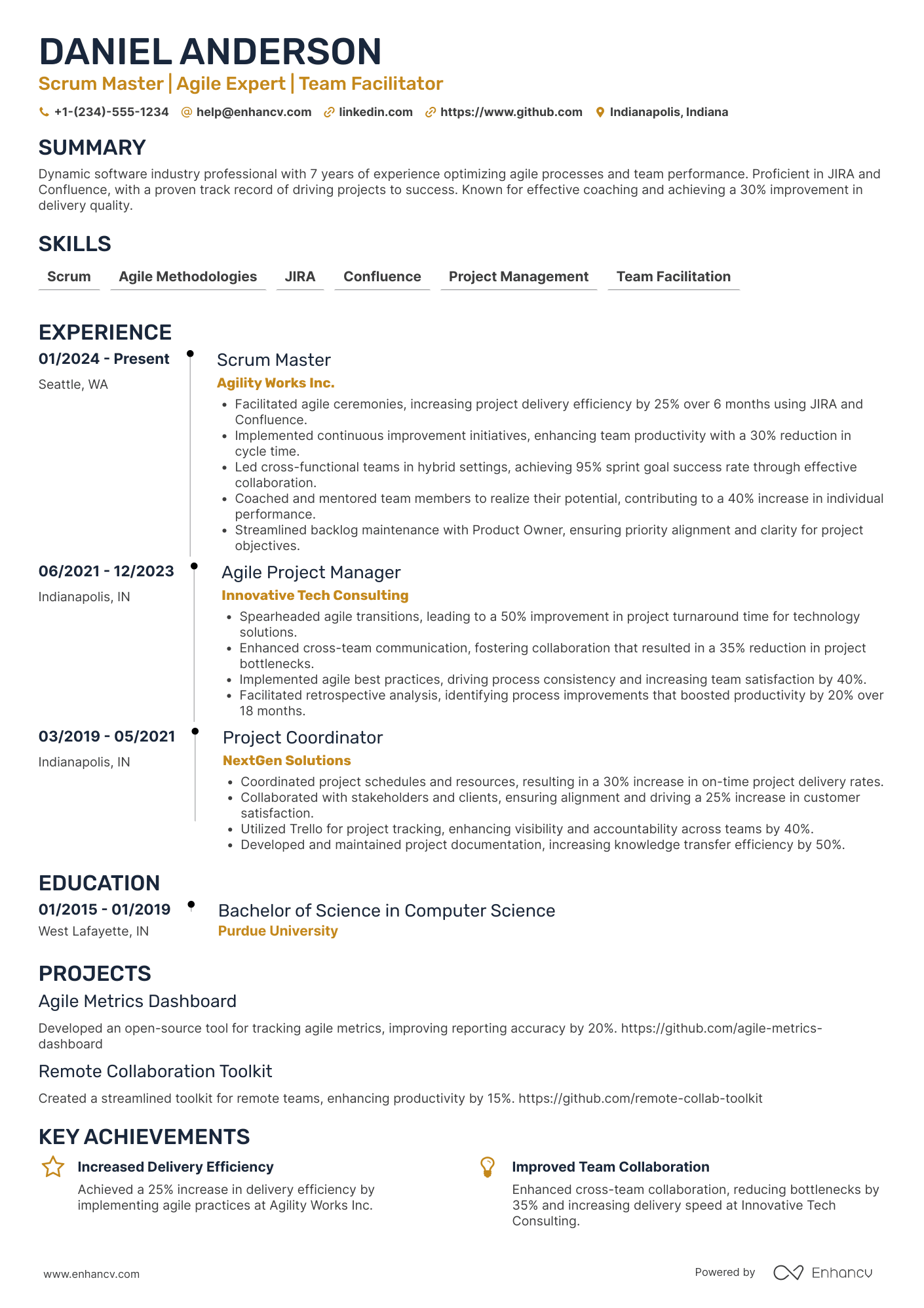 Scrum Master resume example