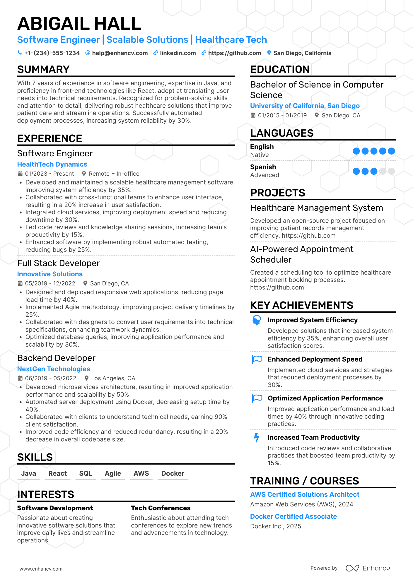Software Engineer resume example