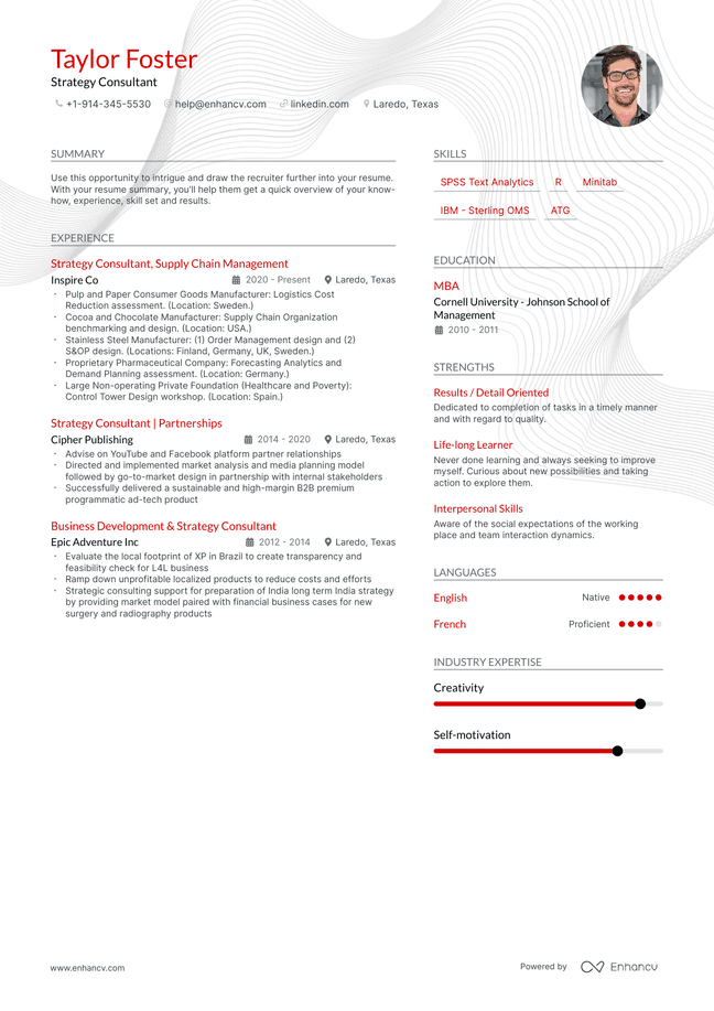 Strategy Consultant resume example