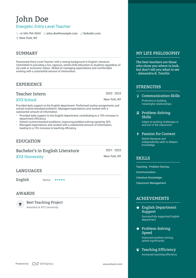 Entry Level resume example