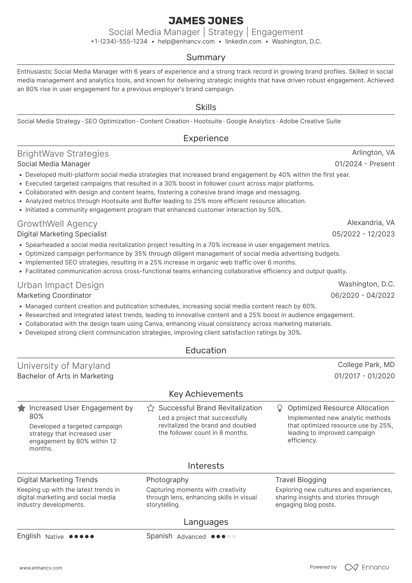 Social Media Manager resume example