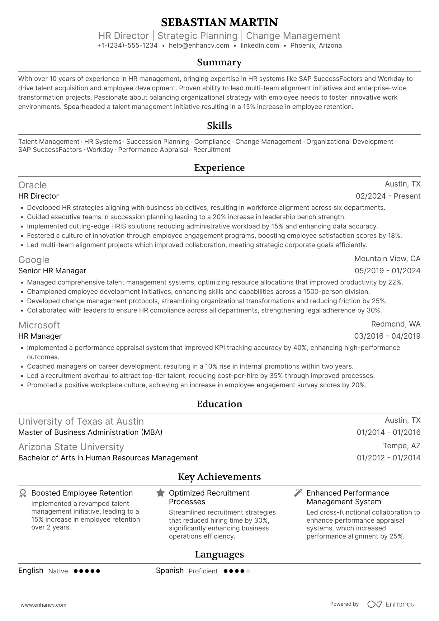 HR Director resume example