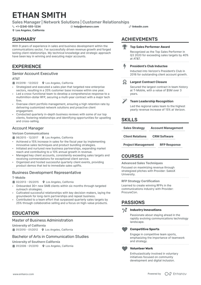 Key Account Manager resume example