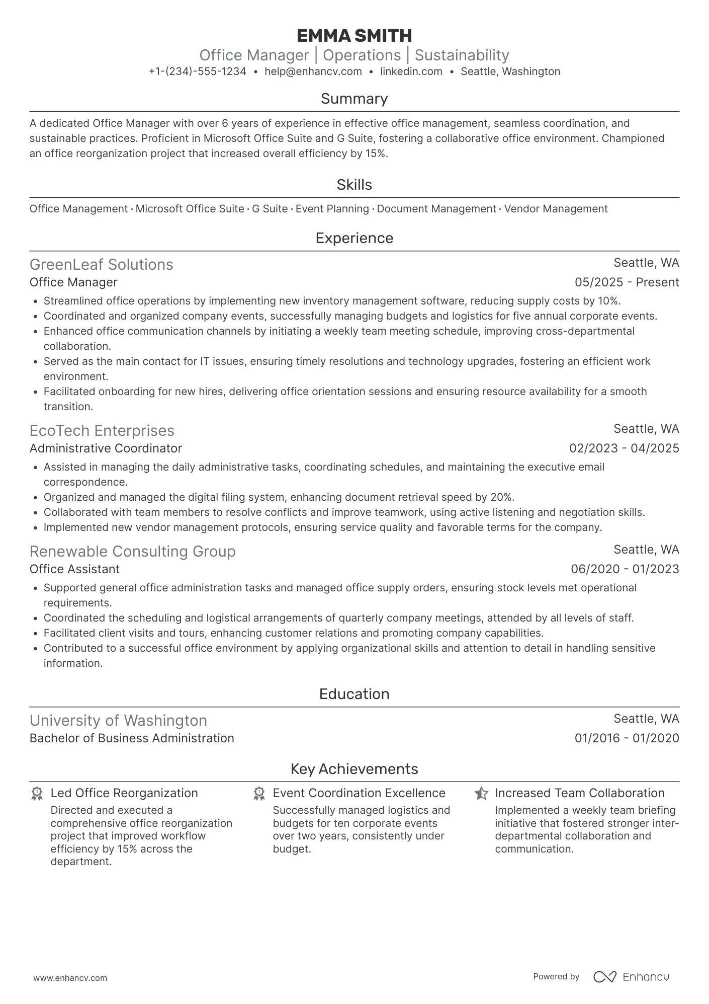 Office Manager resume example