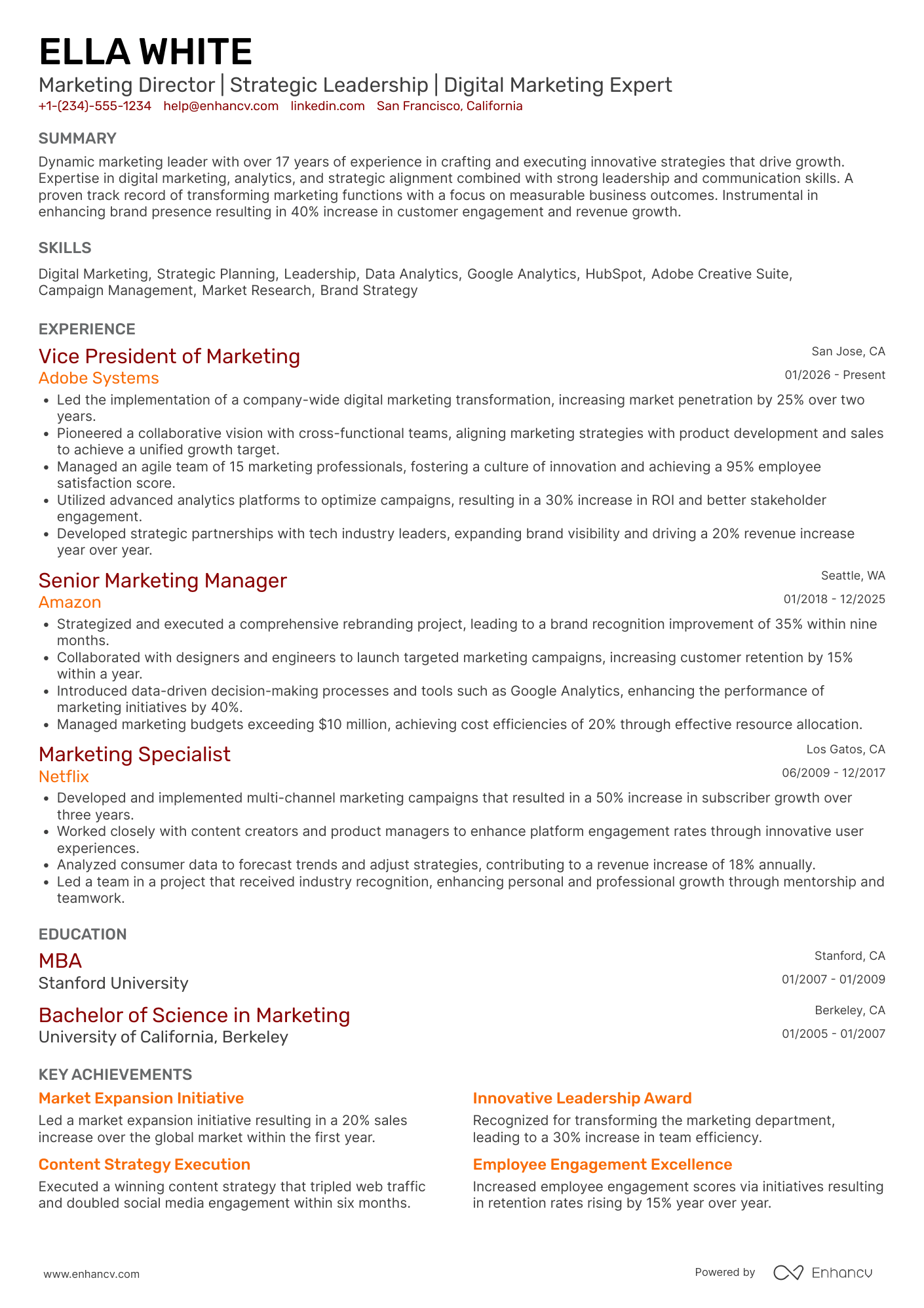 Marketing Director resume example
