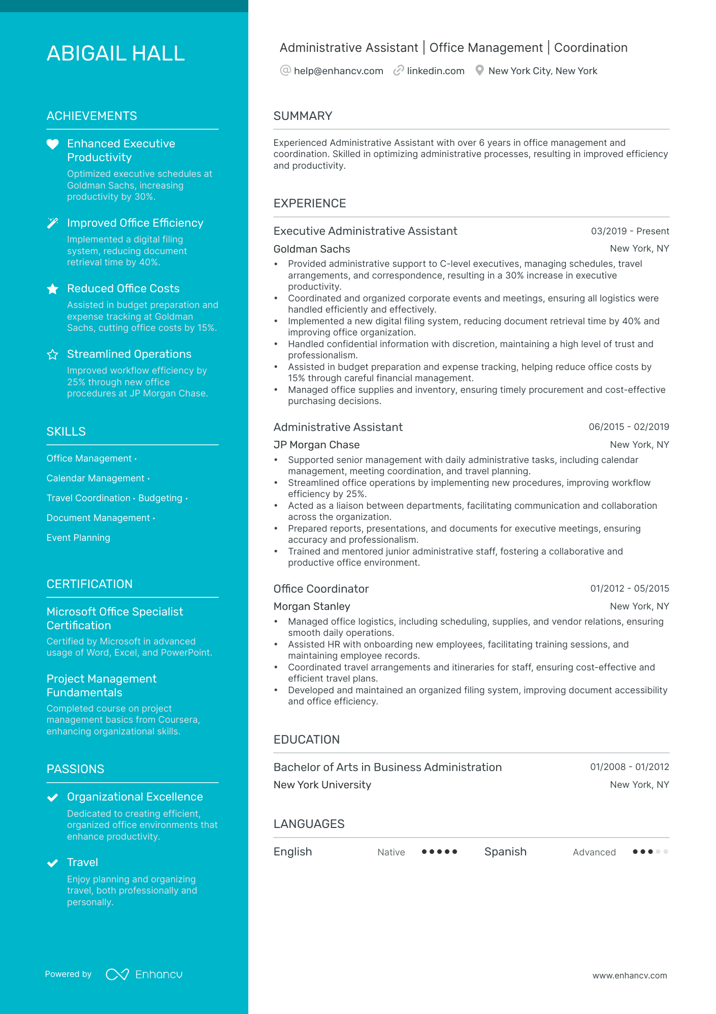 Administrative Assistant resume example