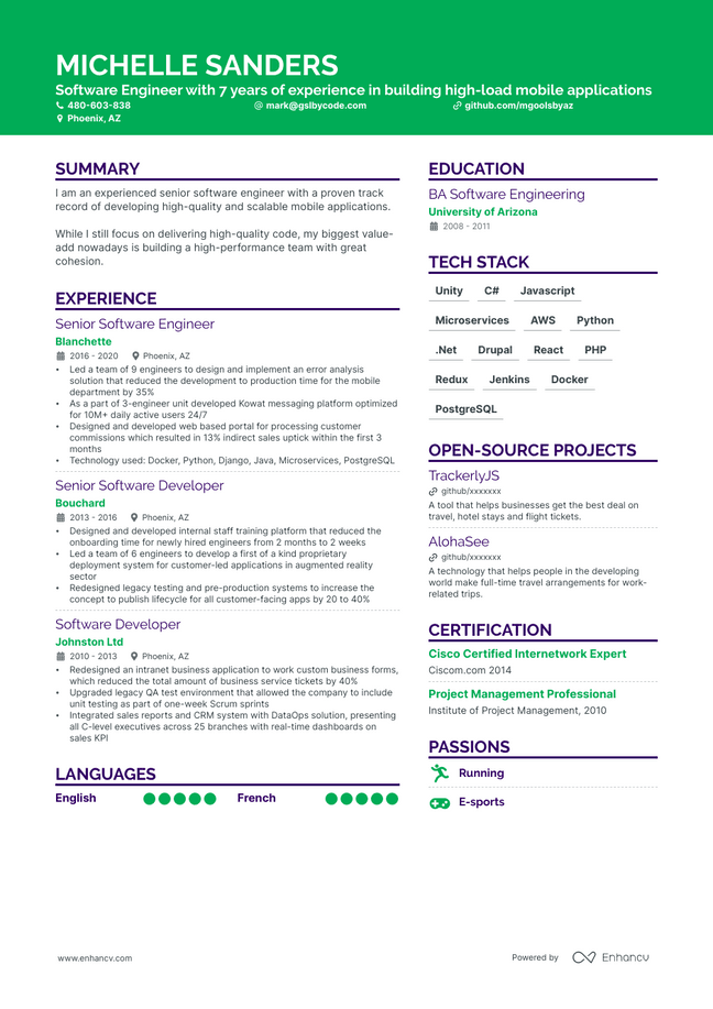 Tech resume example