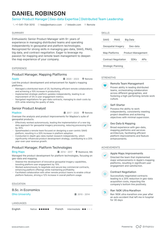 Work From Home resume example