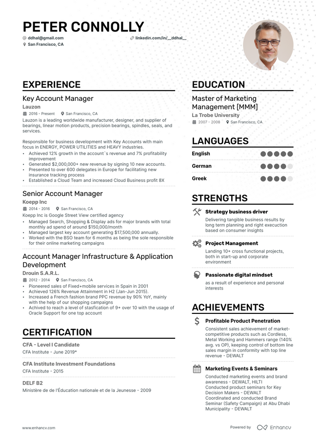 Key Account Manager resume example