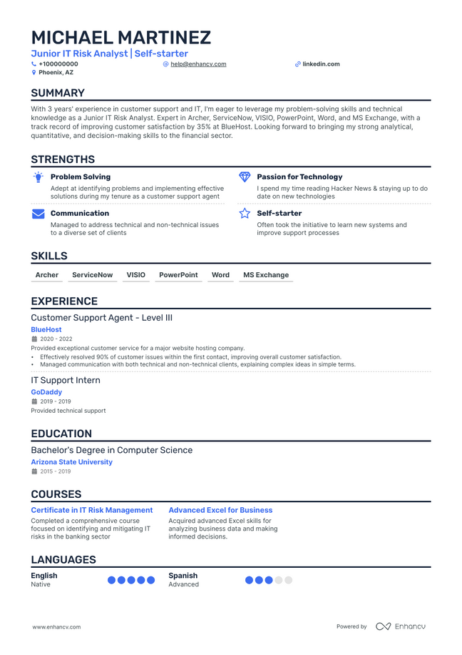 Career Change resume example