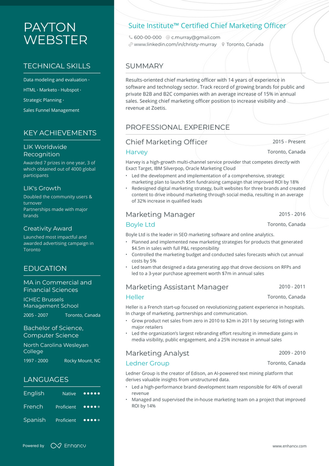 CMO resume example