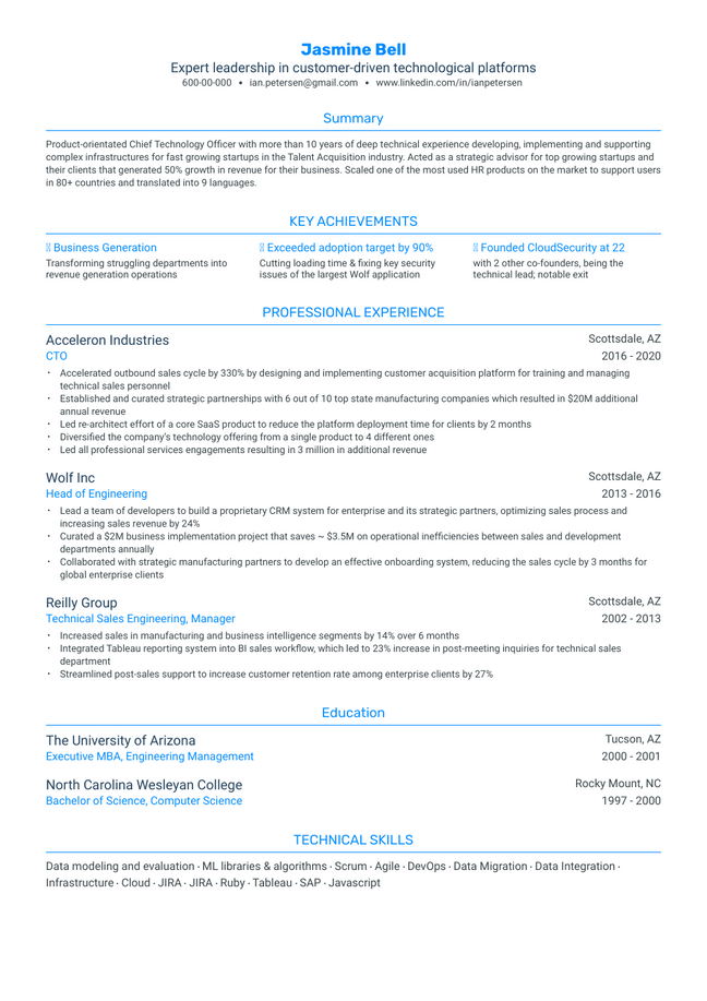 CTO resume example