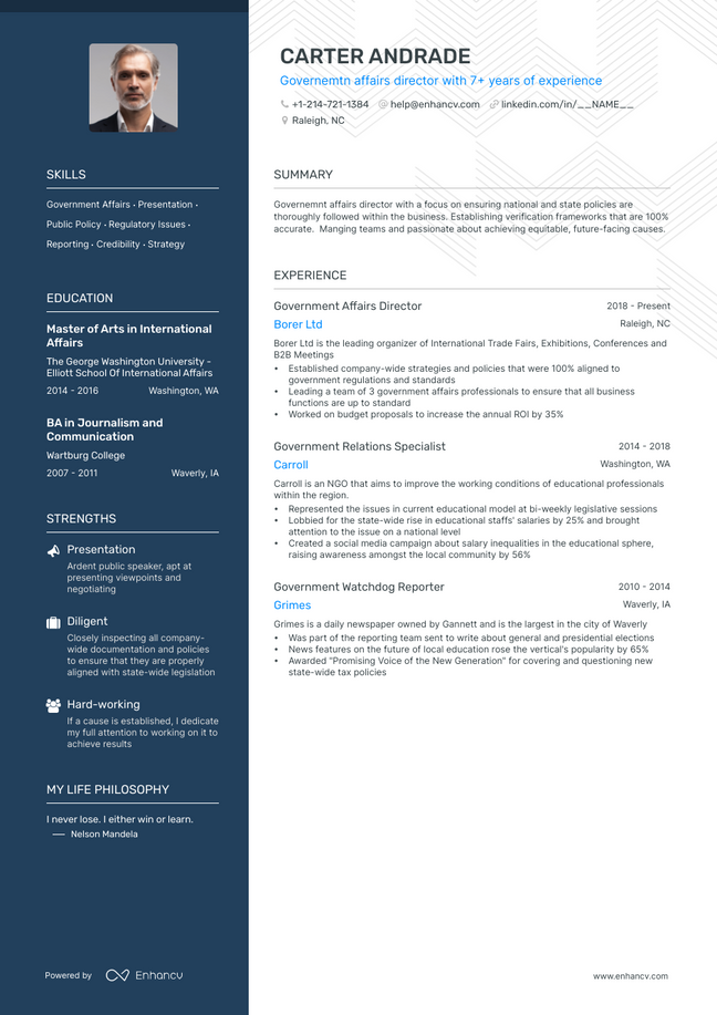 Government resume example