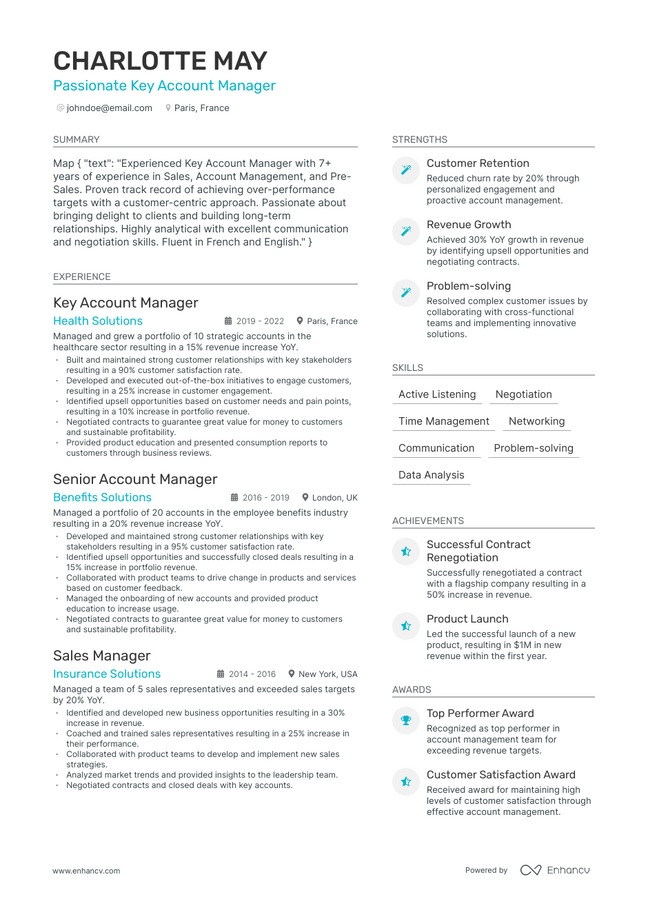 Key Account Manager resume example