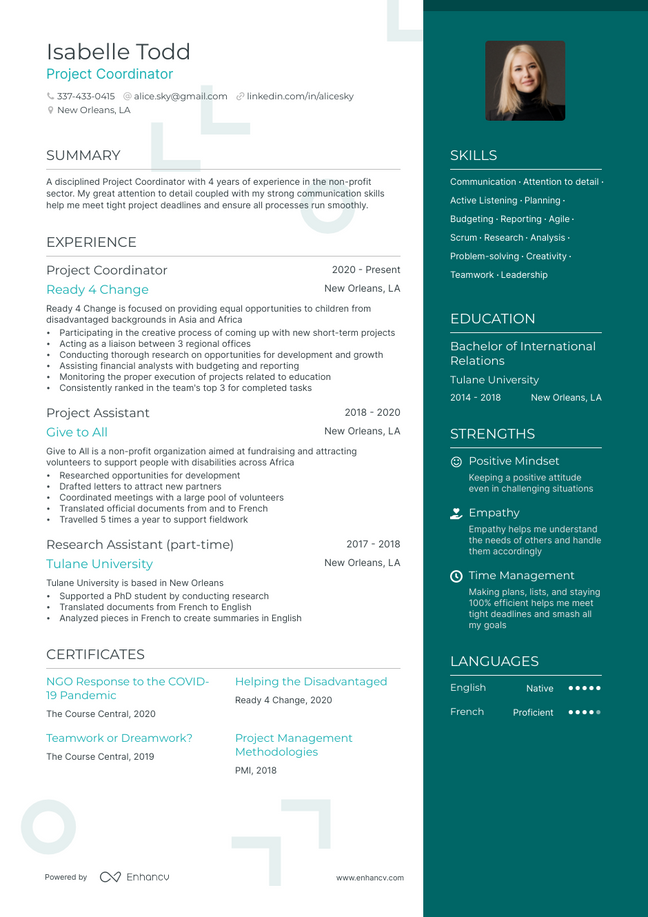 non profit resume example
