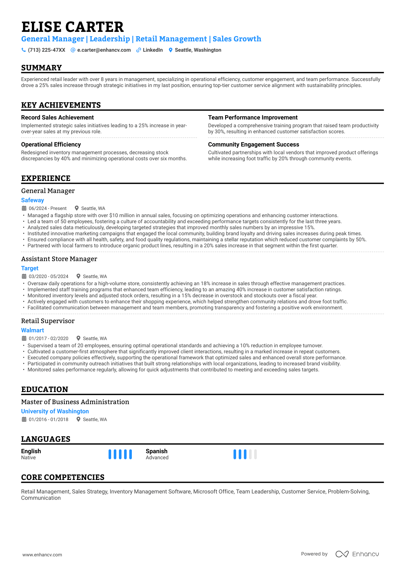 A single column dental assistant resume template perfect for all industries. Green accent color.  