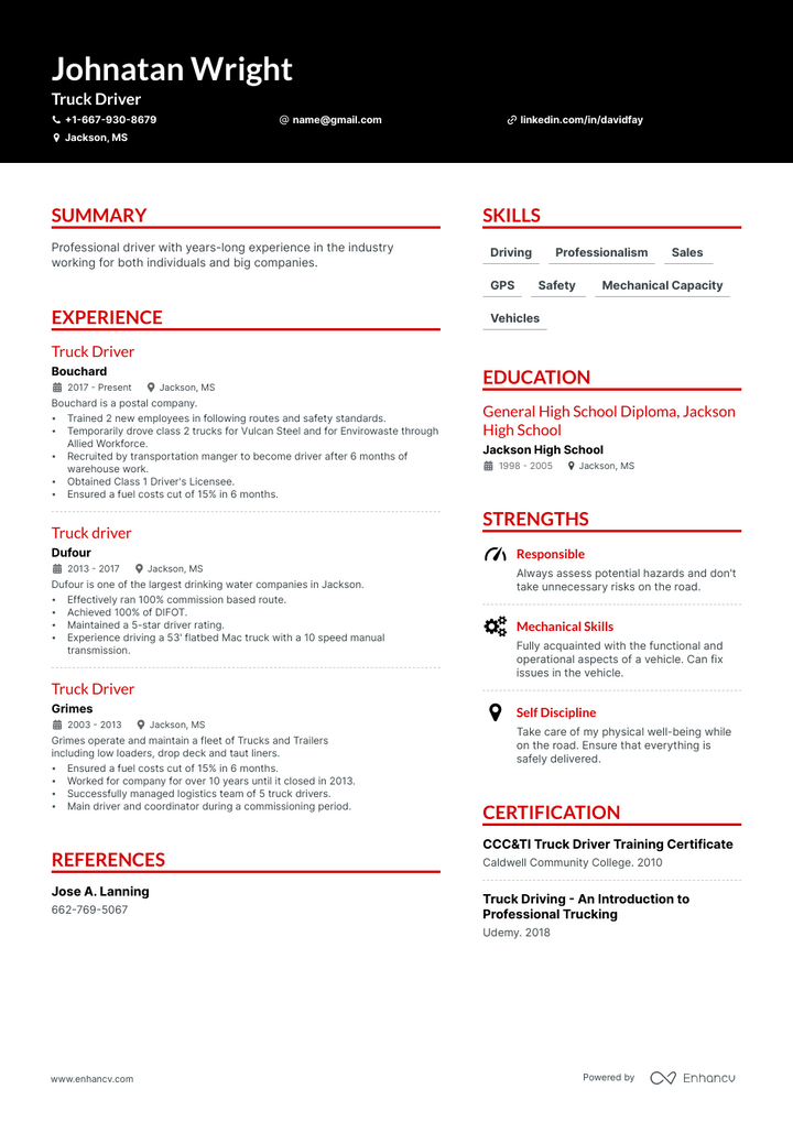 5 Truck Driver Resume Examples & Guide for 2023