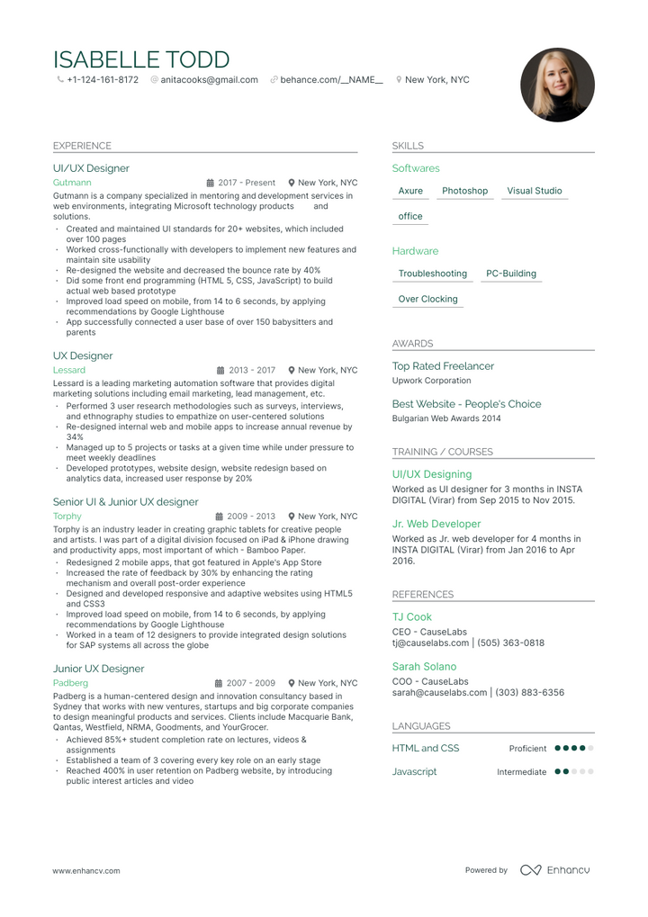 ux ui designer resume example