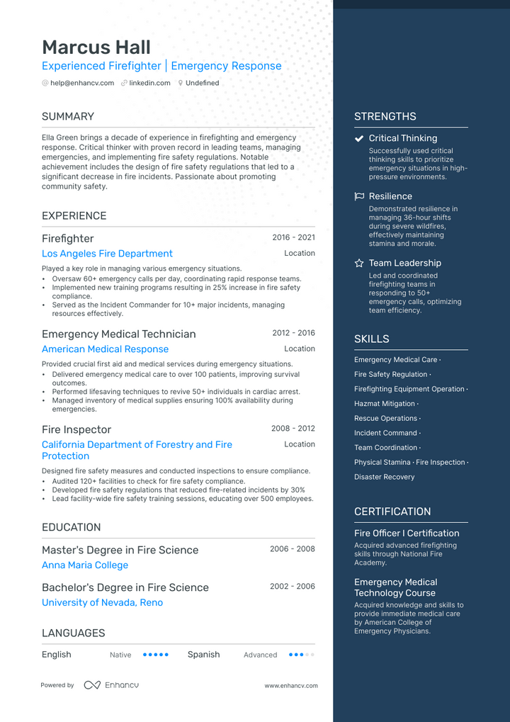 5 Volunteer Firefighter Resume Examples & Guide for 2023