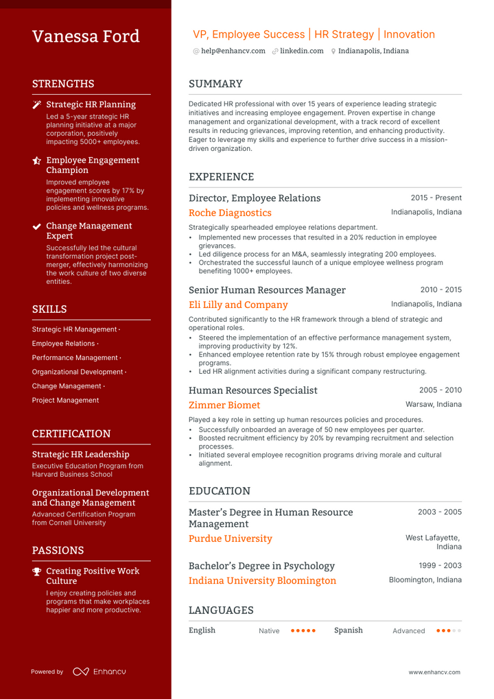 vp hr resume examples