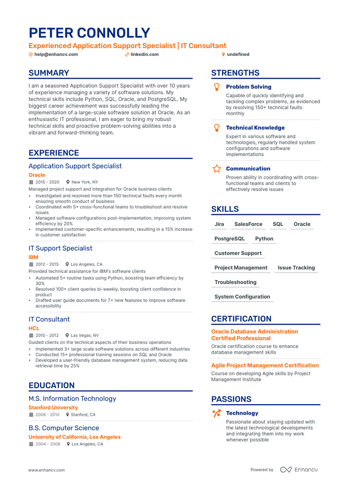 application support resume