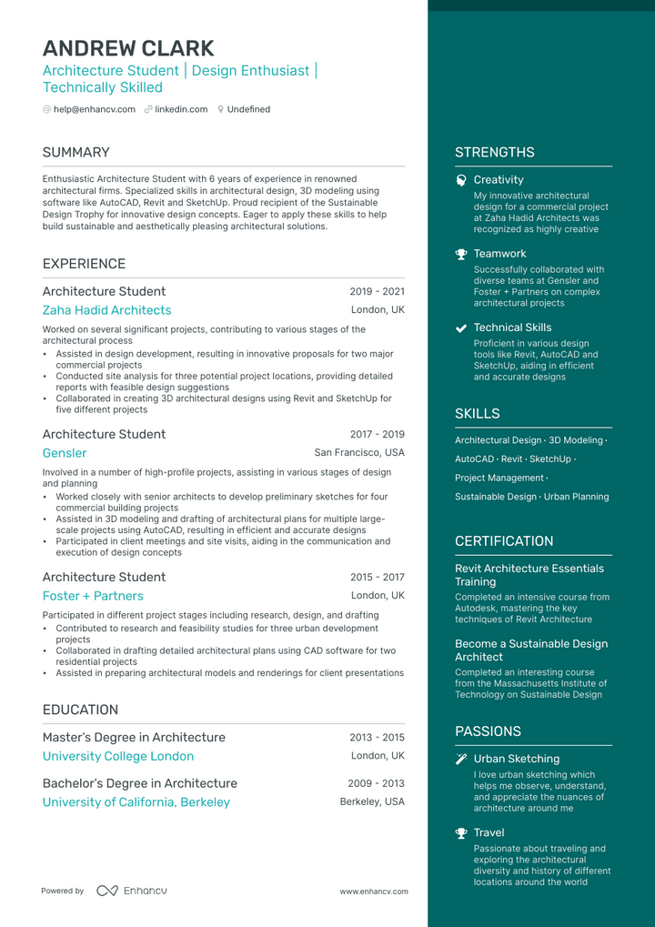 objective in resume for architecture students