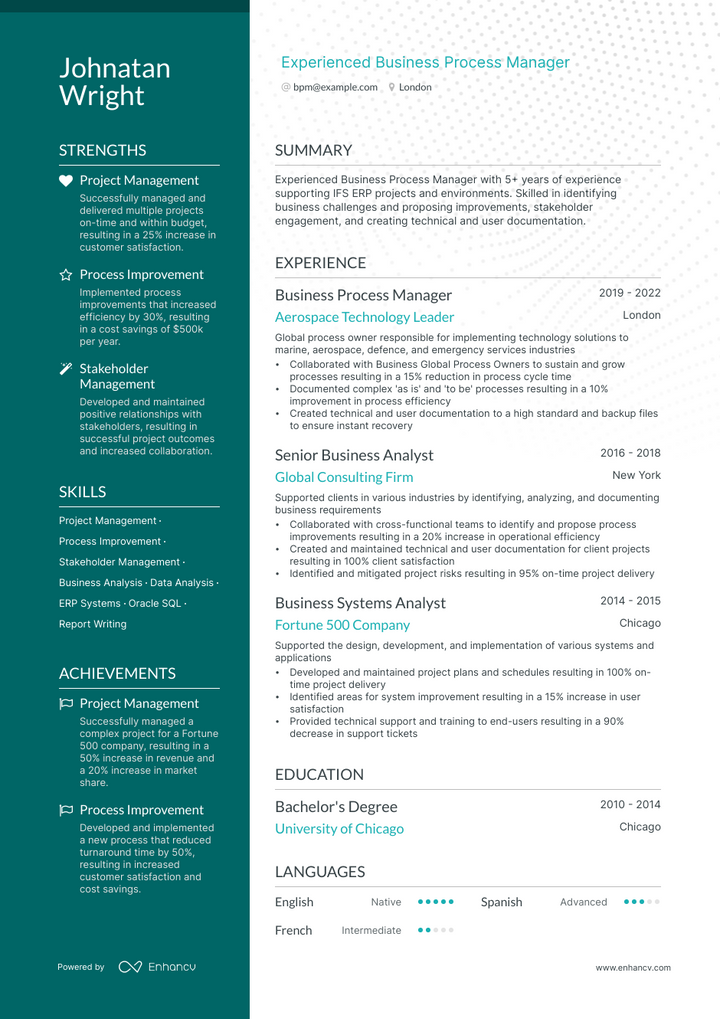 5 Business Process Manager Resume Examples & Guide for 2023