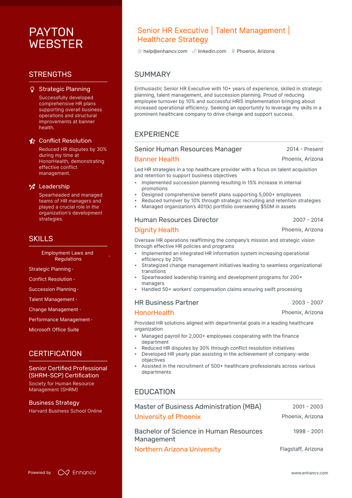5 Chief Human Resources Officer Resume Examples And Guide For 2023