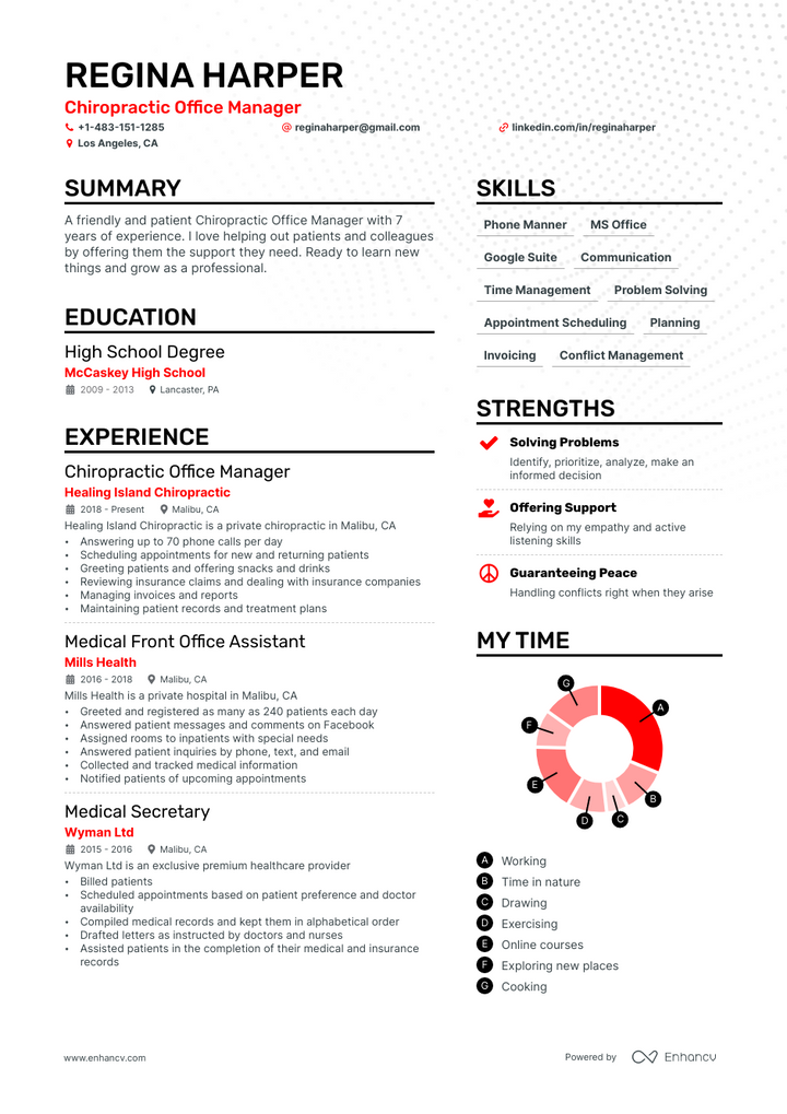 chiropractic office manager resume example