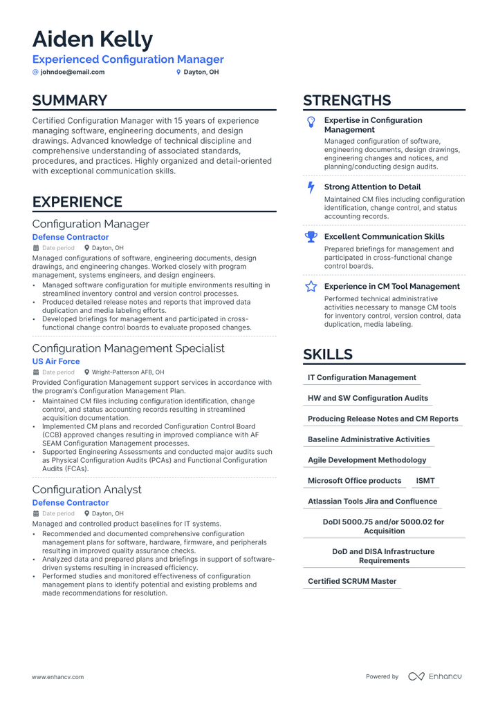 configuration manager resume example