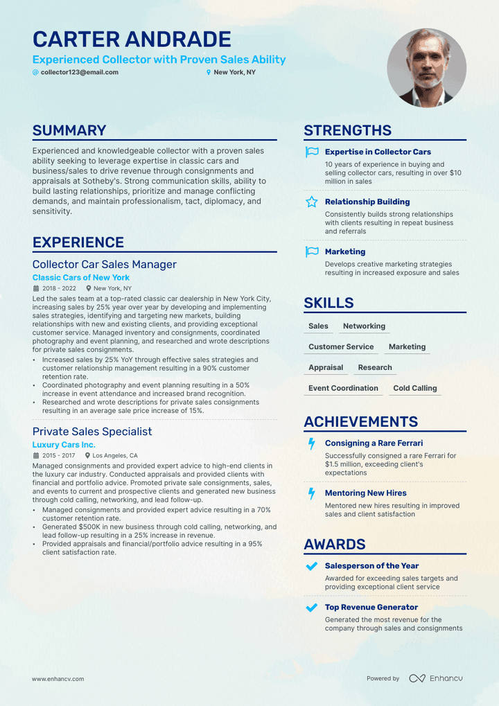 collector resume example