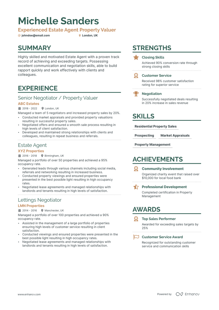 estate agent resume example