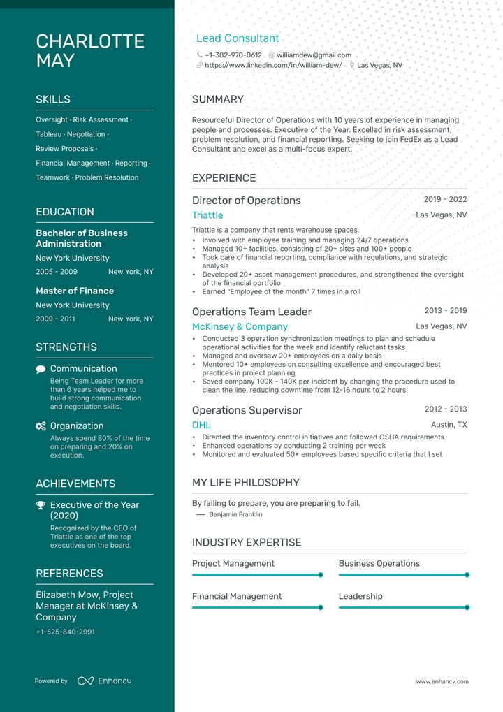 fedex resume example