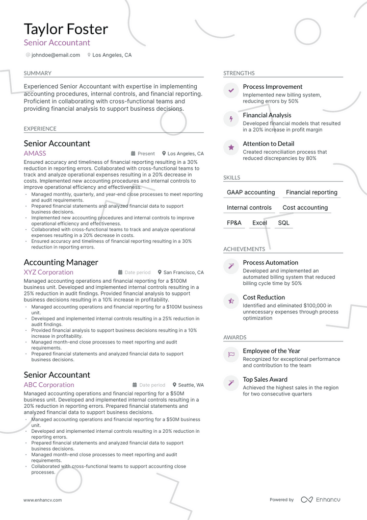 functional accounting resume example