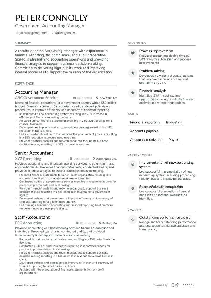government accounting resume example