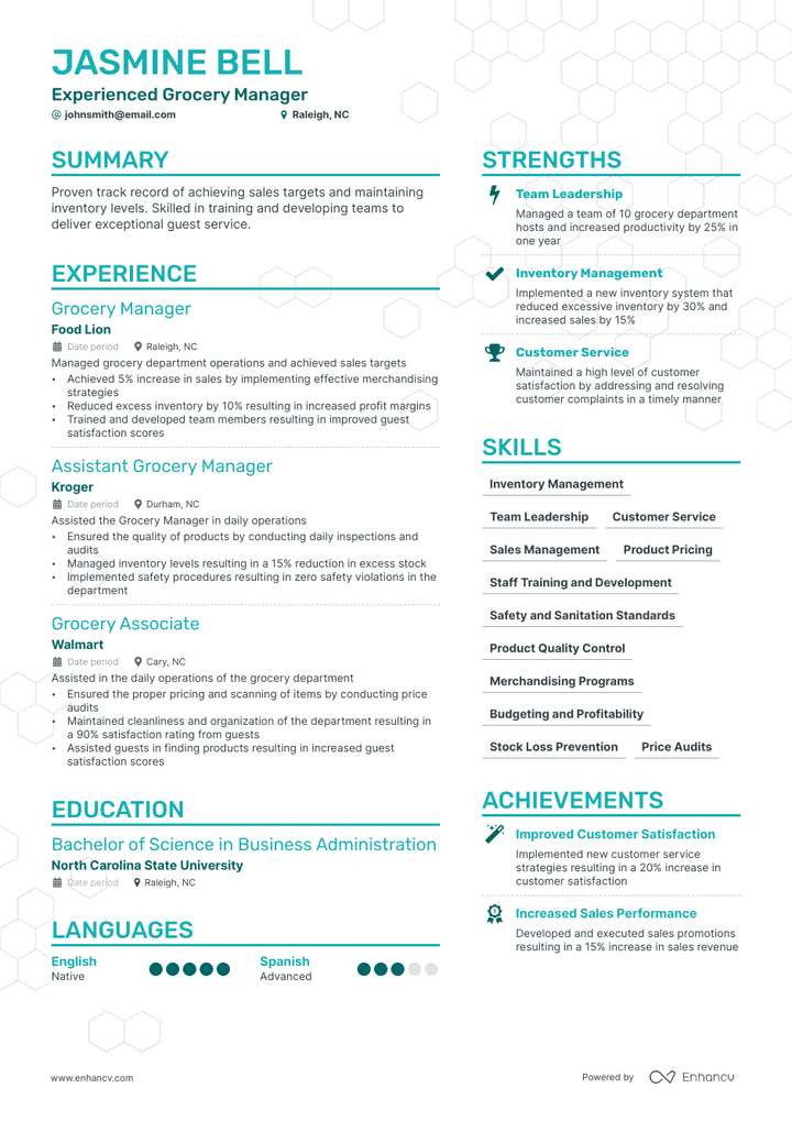 grocery manager resume example